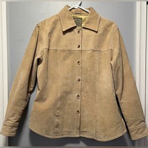 A.M.I. Long Sleeve 6 Button Front Natural Leather Jacket Women’s Size Medium